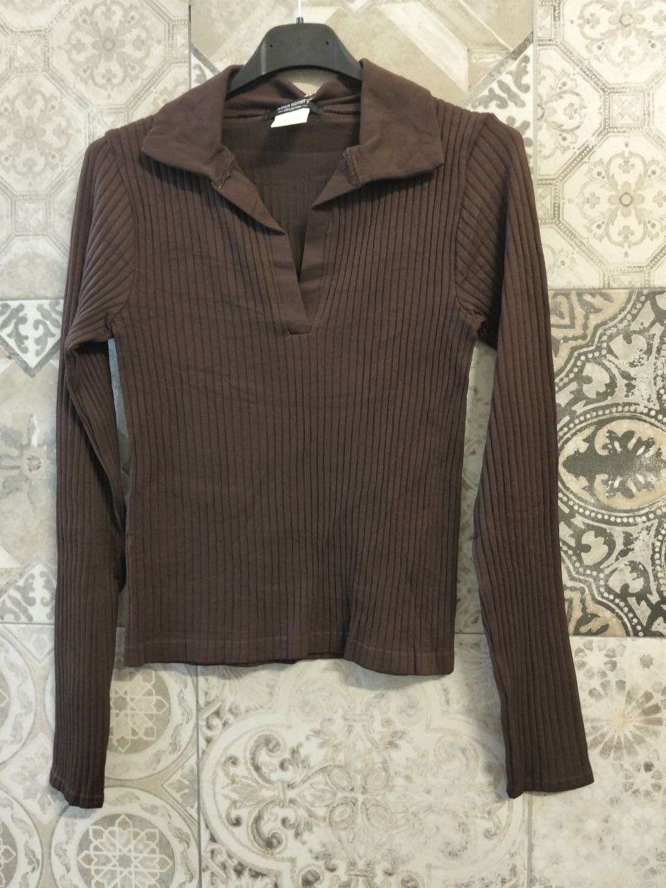 maglia a costine con colletto - Dverso Fashion