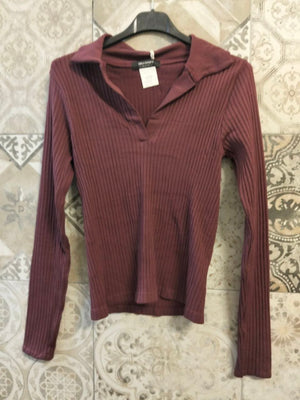 maglia a costine con colletto - Dverso Fashion