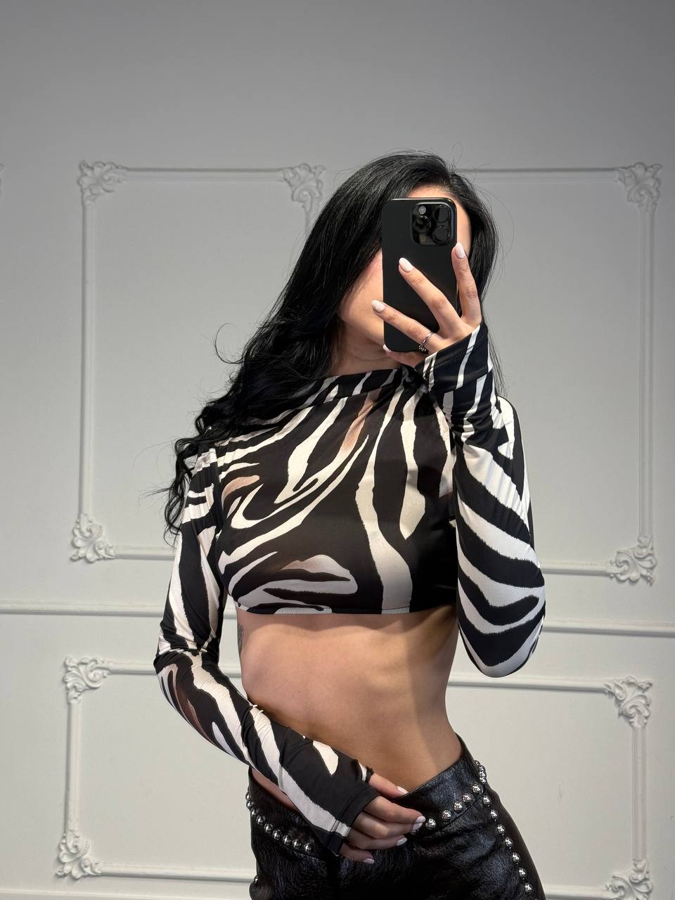 maglia a fantasia crop - Dverso Fashion