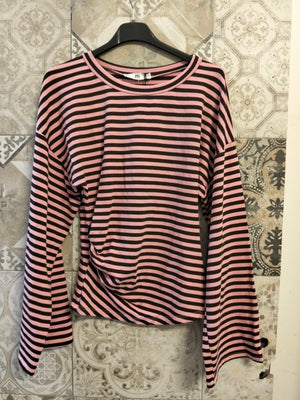 maglia a righe avvitata con manica a campana - Dverso Fashion