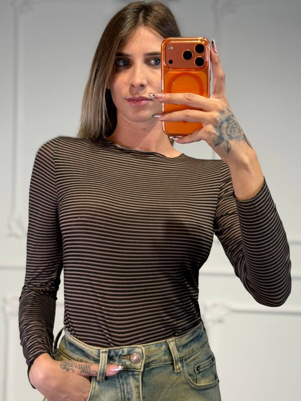 maglia a righe piccole - Dverso Fashion