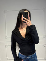 Maglia drappeggiata con scollo profondo - Dverso Fashion