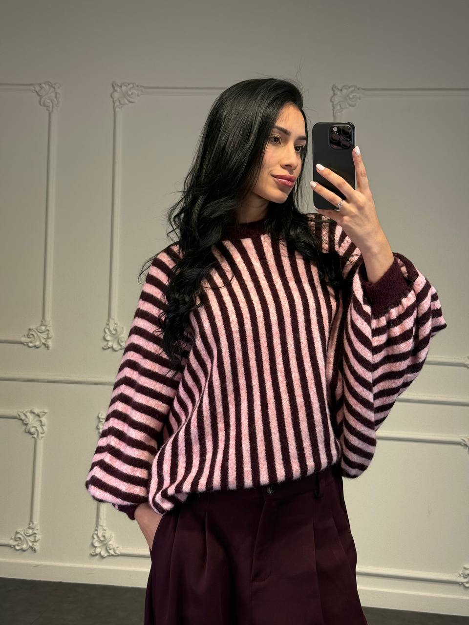 maglia in lana a righe verticali - Dverso Fashion