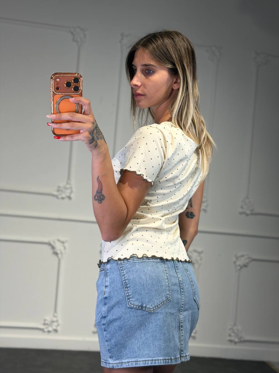 maglia maniche corte strass - Dverso Fashion