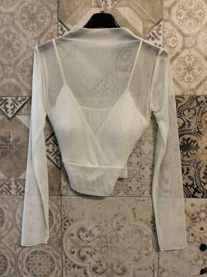 maglia velata crop con bralette - Dverso Fashion