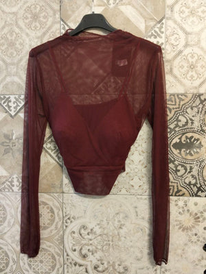 maglia velata crop con bralette - Dverso Fashion
