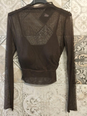 maglia velata crop con bralette - Dverso Fashion