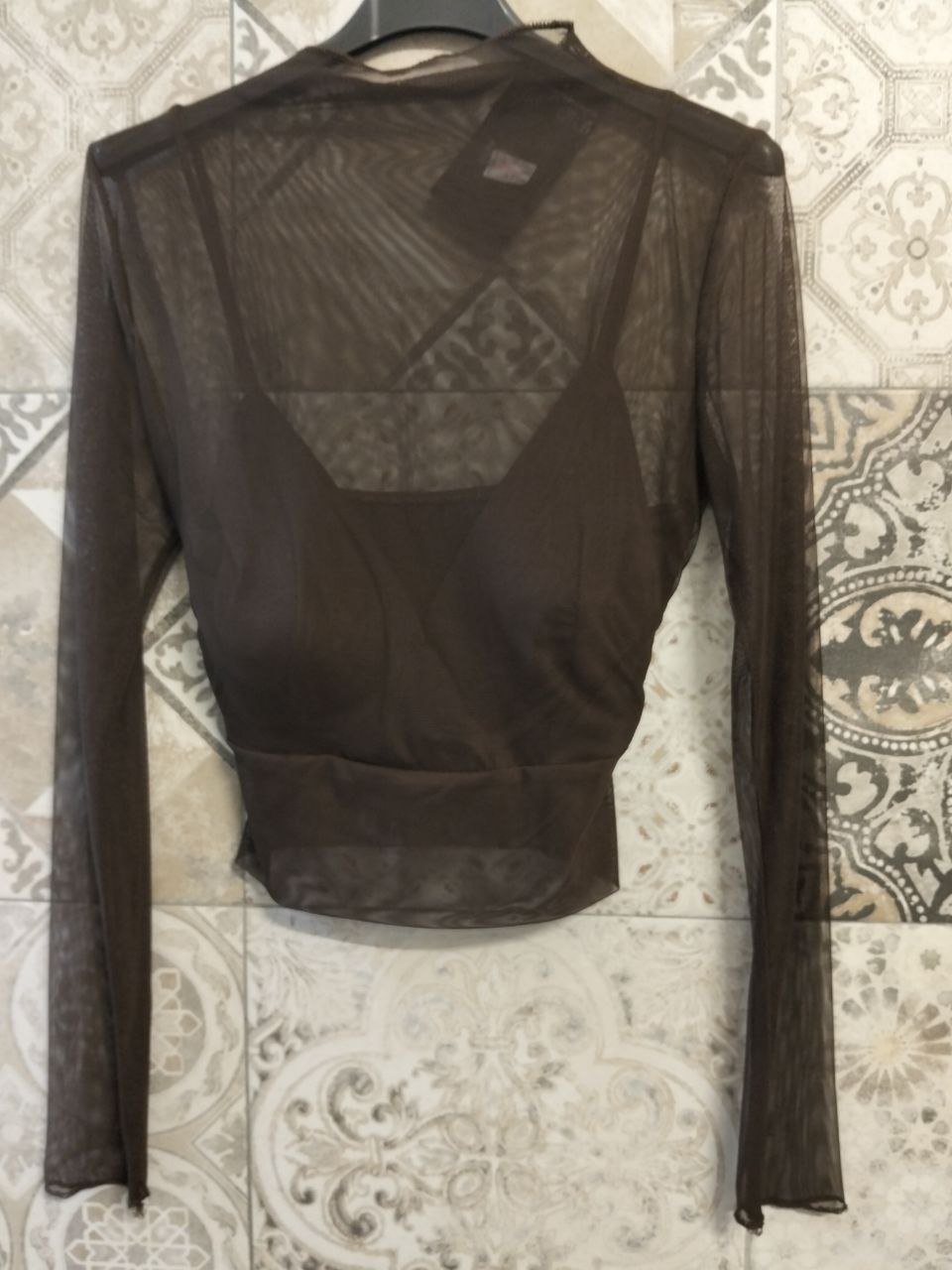 maglia velata crop con bralette - Dverso Fashion