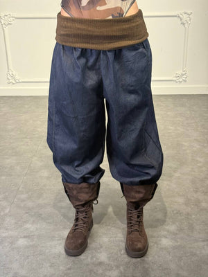 pantalone jeans con risvolto - Dverso Fashion