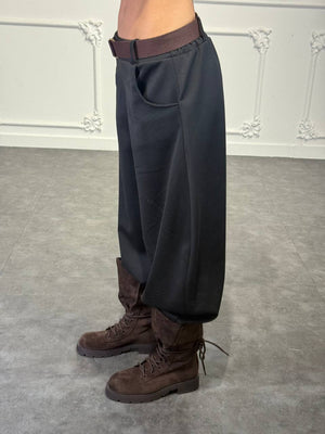 pantalone tessuto tuta noemi con cinta - Dverso Fashion