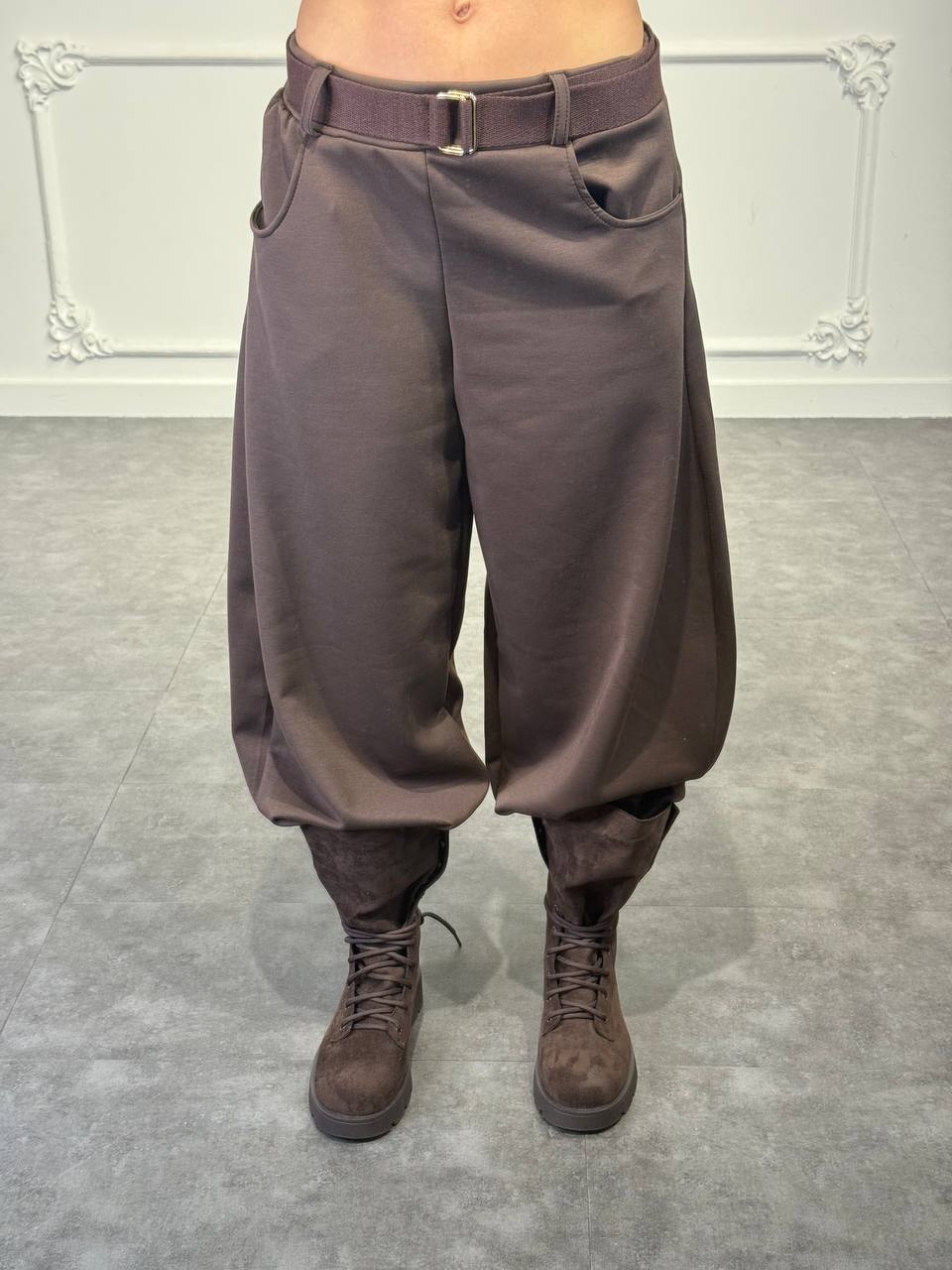 pantalone tessuto tuta noemi con cinta - Dverso Fashion