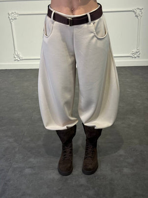 pantalone tessuto tuta noemi con cinta - Dverso Fashion