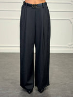 Pantaloni palazzo a vita alta con pinces e cintura inclusa - Dverso Fashion
