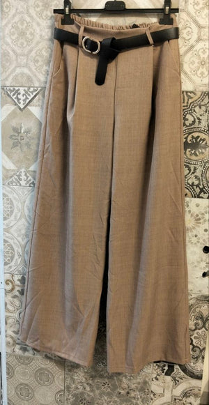 Pantaloni palazzo a vita alta con pinces e cintura inclusa - Dverso Fashion