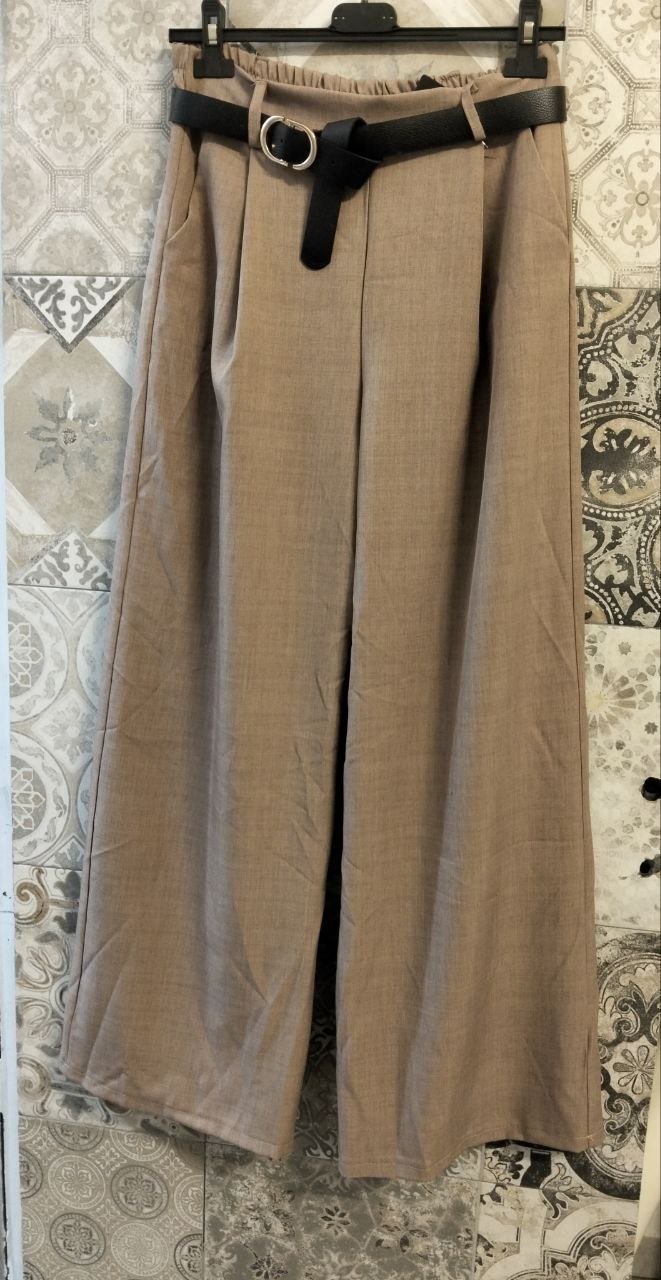 Pantaloni palazzo a vita alta con pinces e cintura inclusa - Dverso Fashion