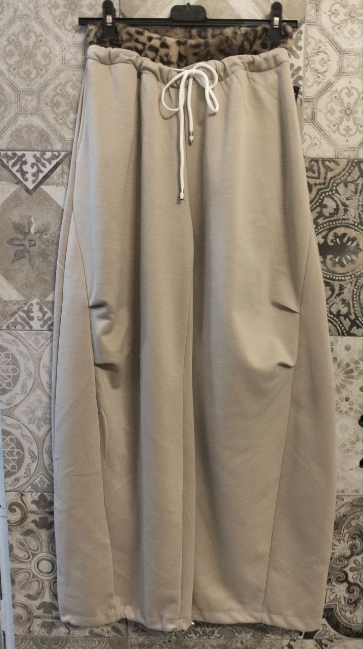 pantaloni palazzo con vita leopardata - Dverso Fashion