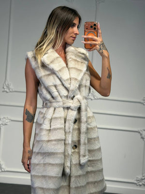pelliccia smanicata lunga - Dverso Fashion