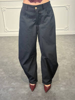 Pantalone balloon a vita alta con pinces e tasche laterali