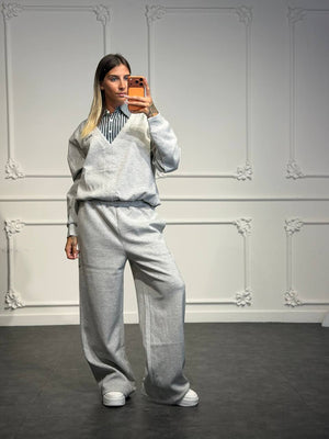 Coordinato con maglia, camicia e pantalone ampio
