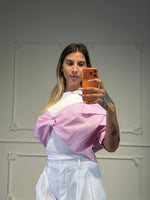 top con camicia a fiocco