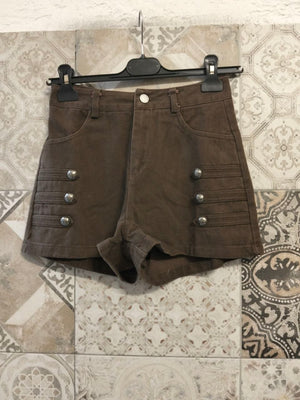 Shorts in denim con alamari laterali