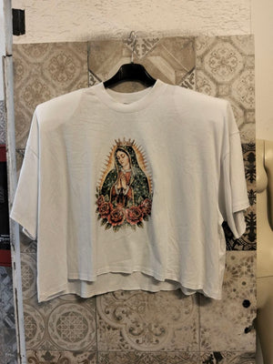 Maglia cropped oversize con stampa