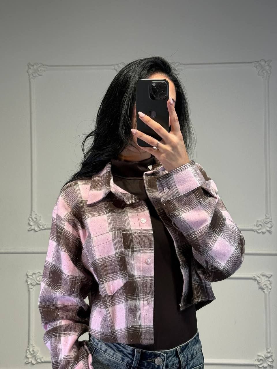 camicia crop strass