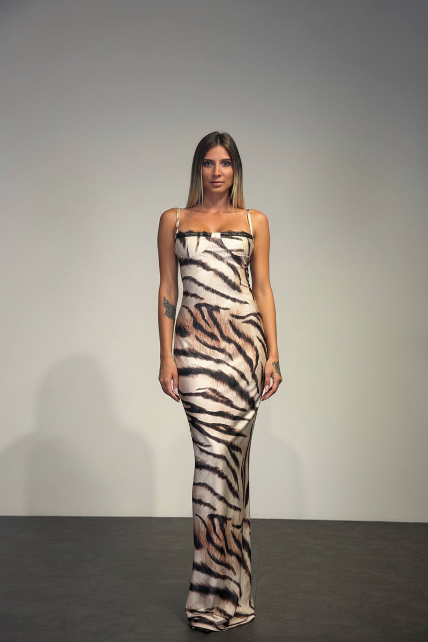 abito lussuria animalier lungo