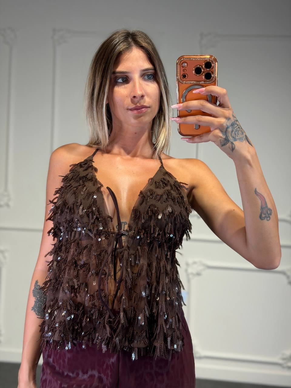 top frange e pailettes regolabile
