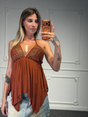 top gitan con dettagli oro