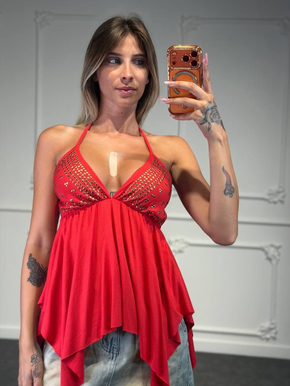 top gitan con dettagli oro