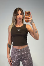 top canotta con logo crop