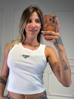 top canotta con logo crop