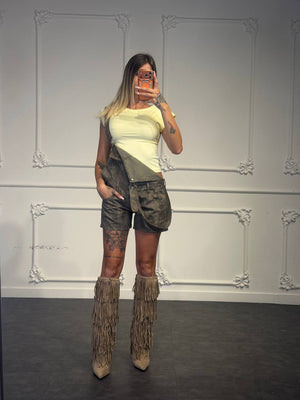 salopette corta militare - Dverso Fashion
