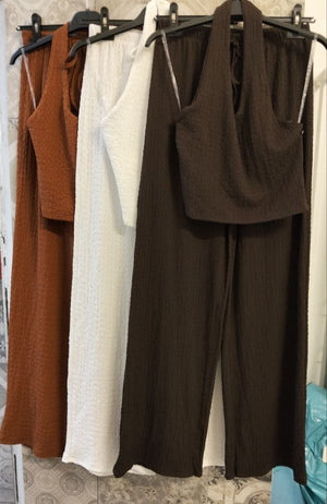 set in cotone con trama lavorata - Dverso Fashion