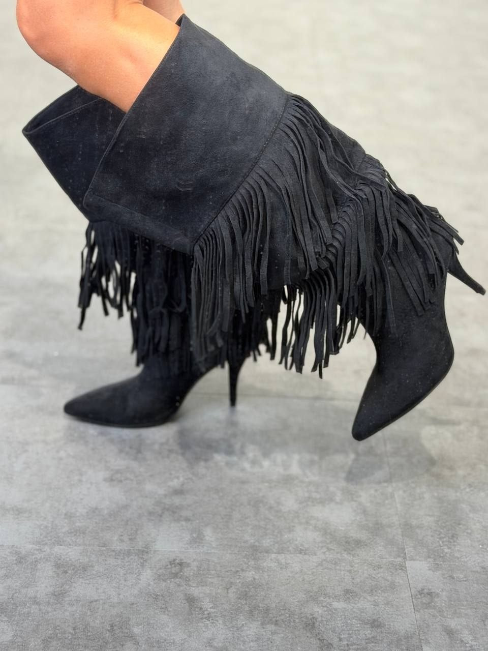 stivale alto con frange - Dverso Fashion