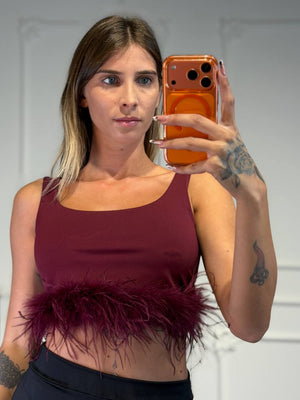 top con piume - Dverso Fashion
