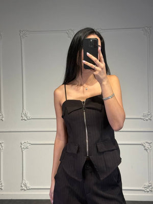 top gessato con zip - Dverso Fashion