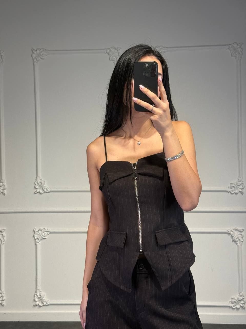 top gessato con zip - Dverso Fashion