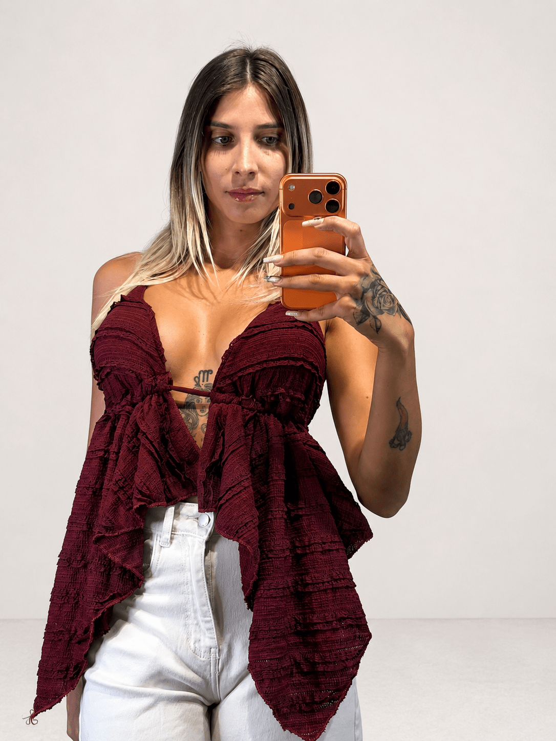top in cotone ricamato - Dverso Fashion