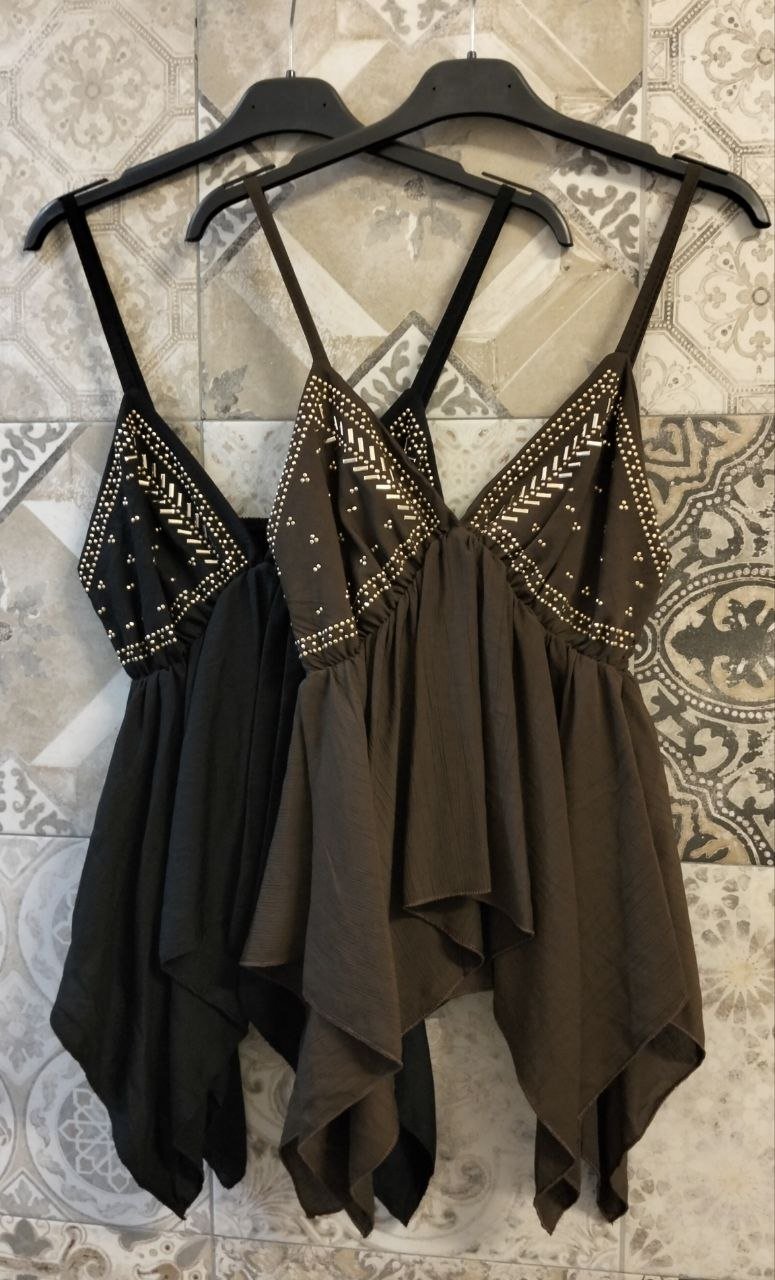 top pietre oro in lino - Dverso Fashion