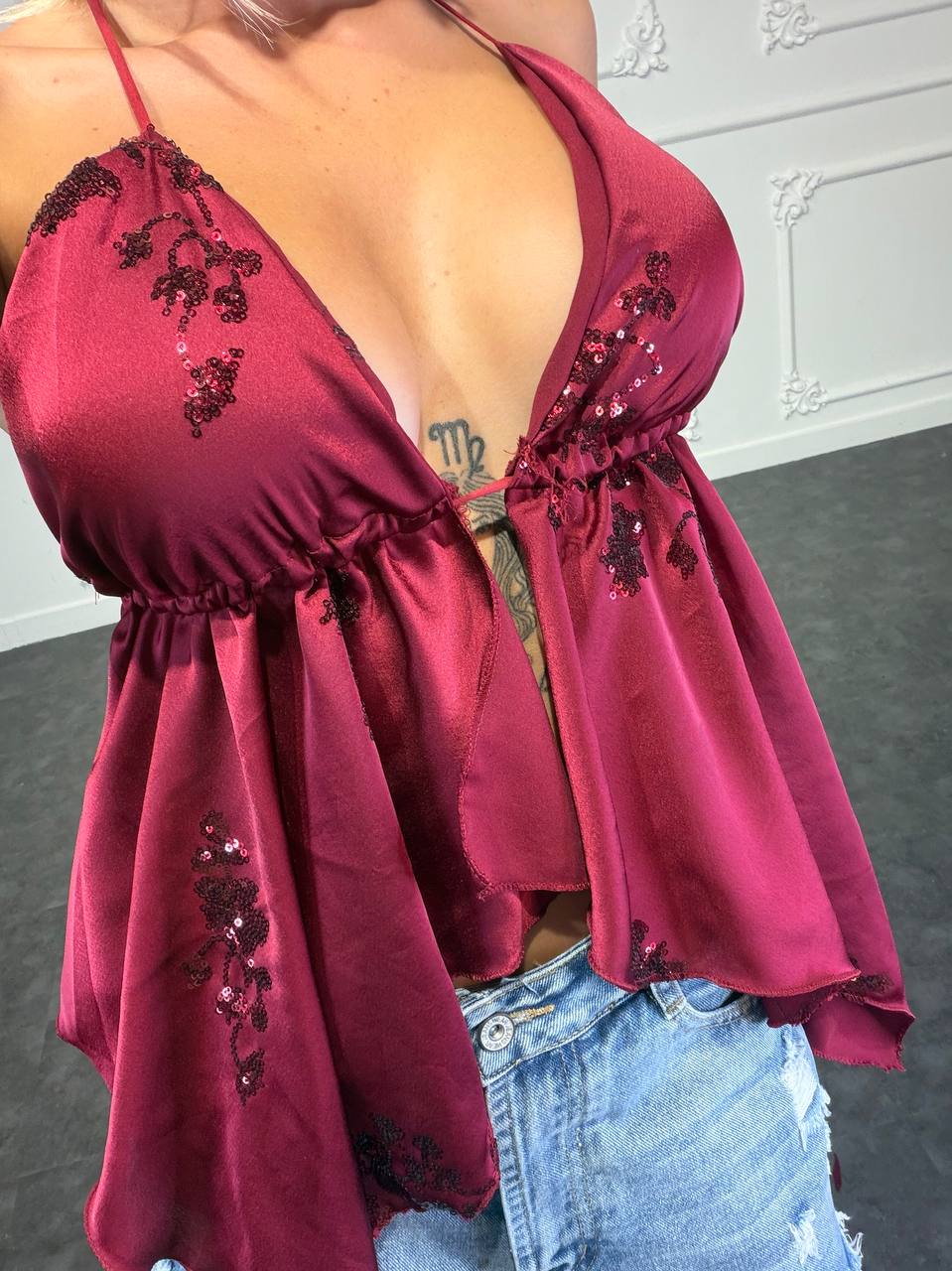 top regin in raso - Dverso Fashion