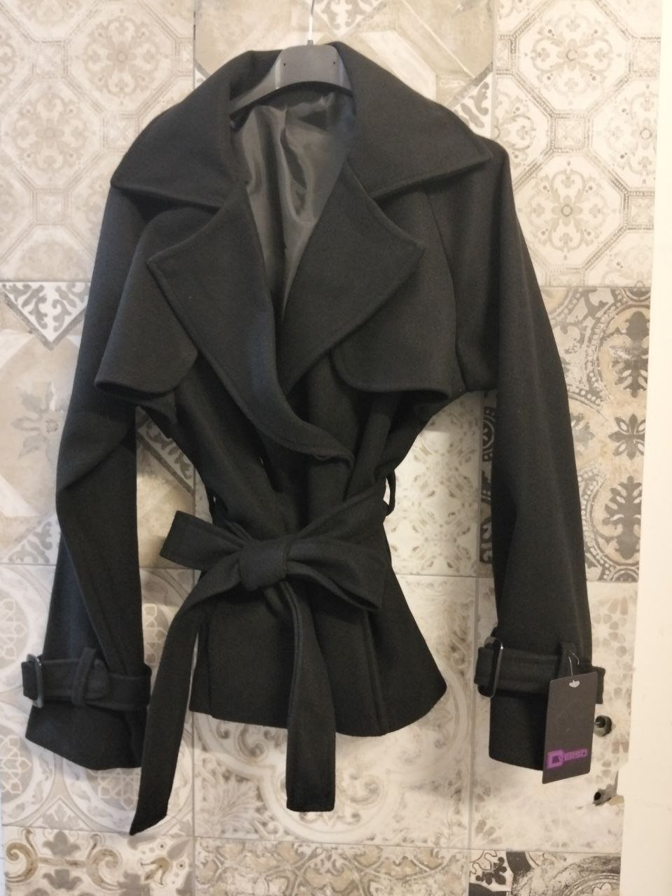trench giselle in panno crop - Dverso Fashion