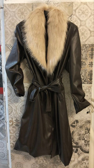 trench lungo con pelliccia - Dverso Fashion