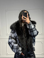 giacchetto tartan con pelliccia