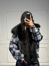 giacchetto tartan con pelliccia