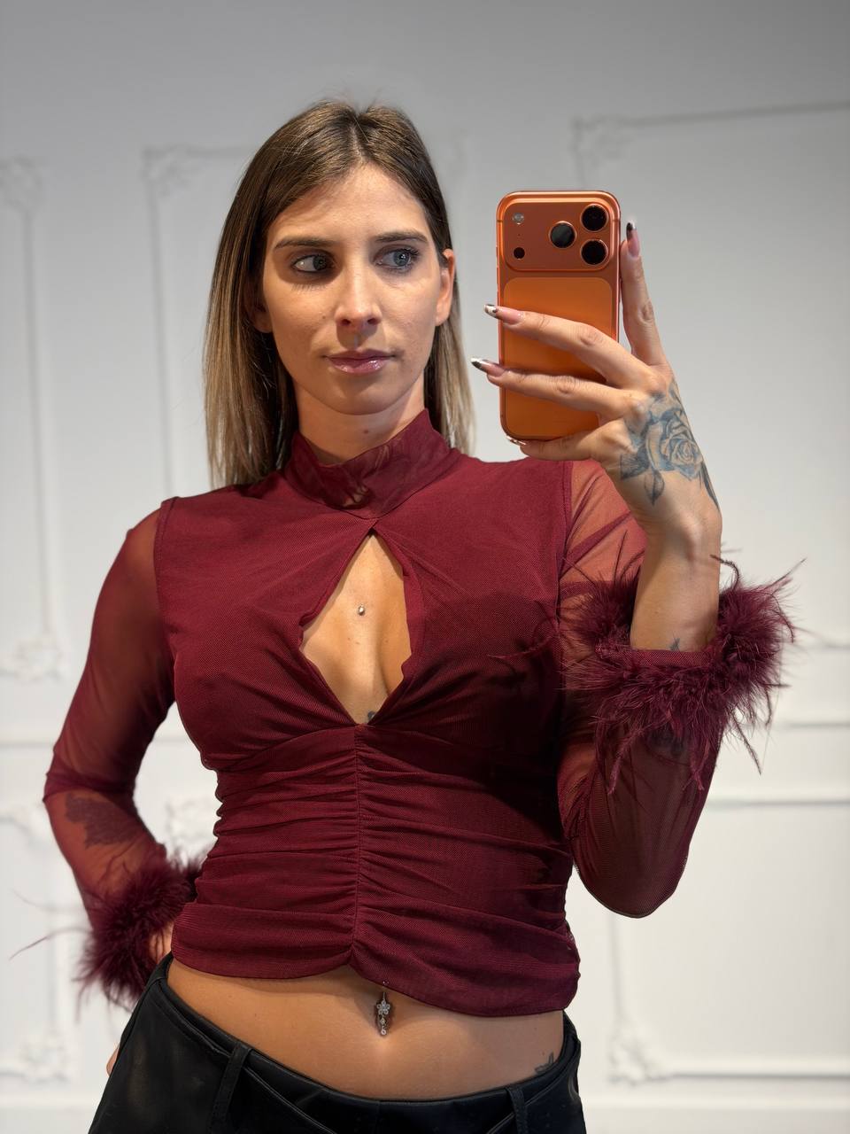 maglia giselle con piume