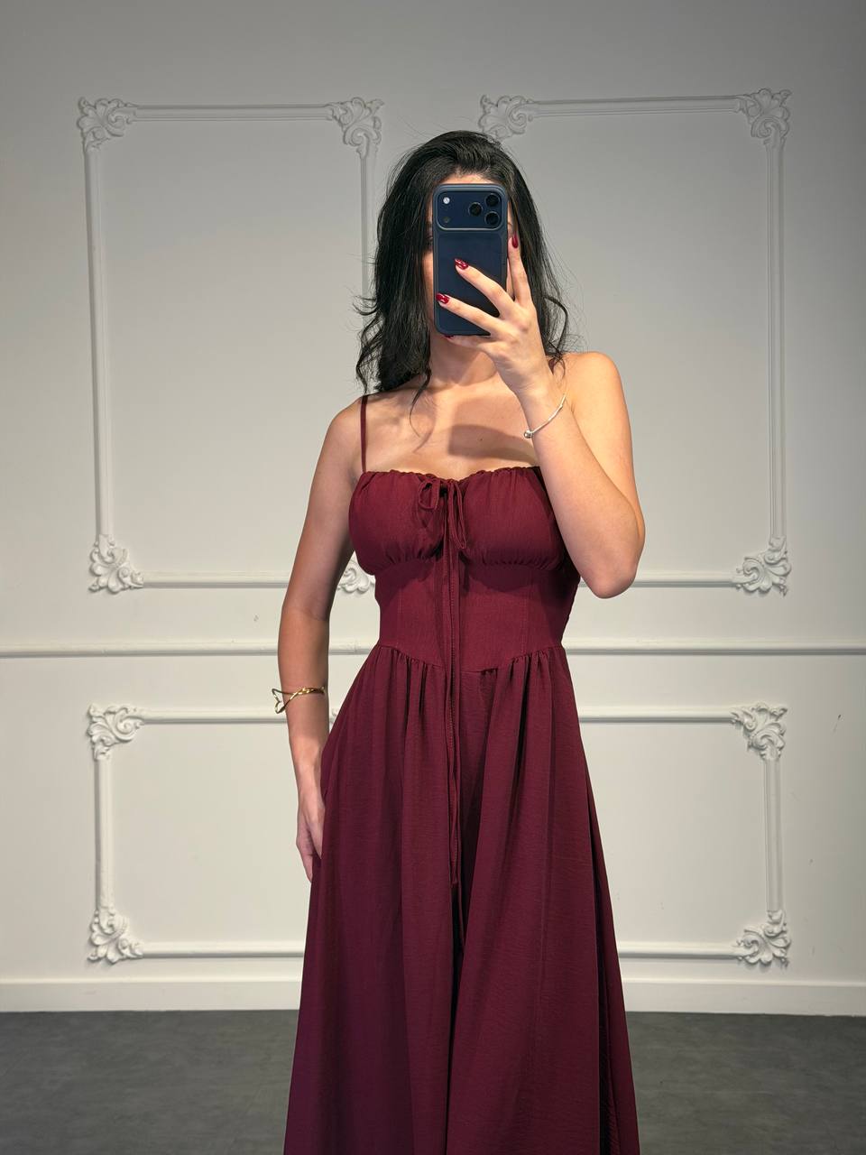 abito corset lungo con fiocco