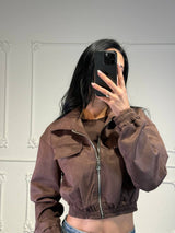 giacchetto scamosciato con zip