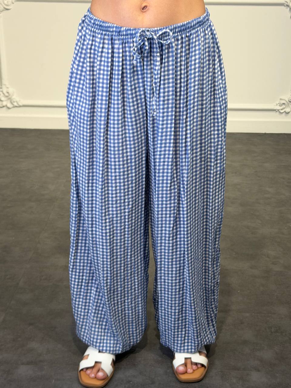 pantalone ampio a quadri